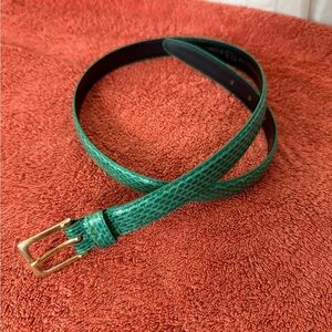 R.O.C. Genuine Snake Skin Thin Belt Green Sz S 7122 Vintage Skinny 80’s Jade 31"